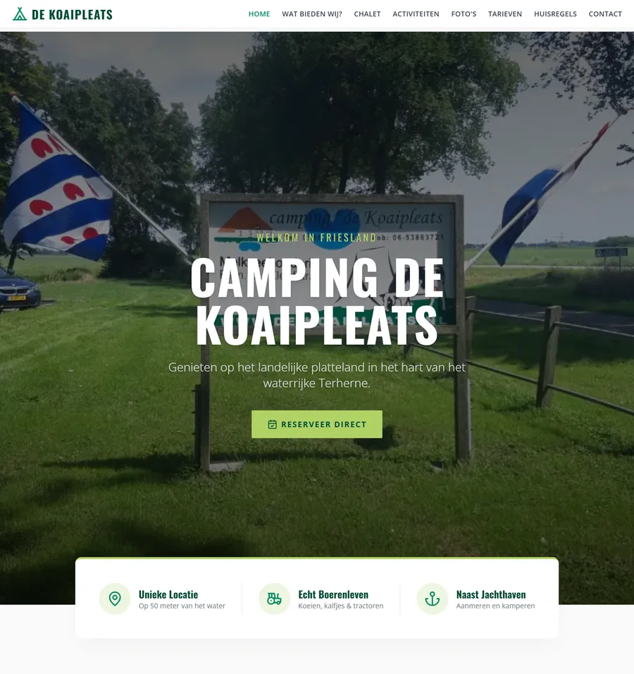 Screenshot van de website van De Koaipleats