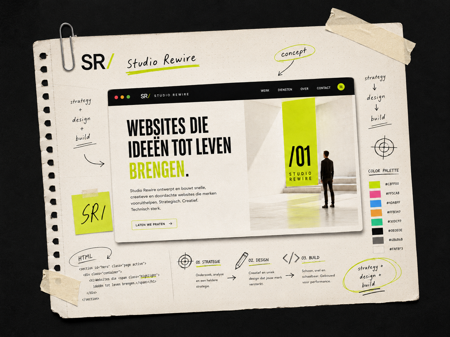 Studio Rewire — strategie, design en build als één samengestelde compositie